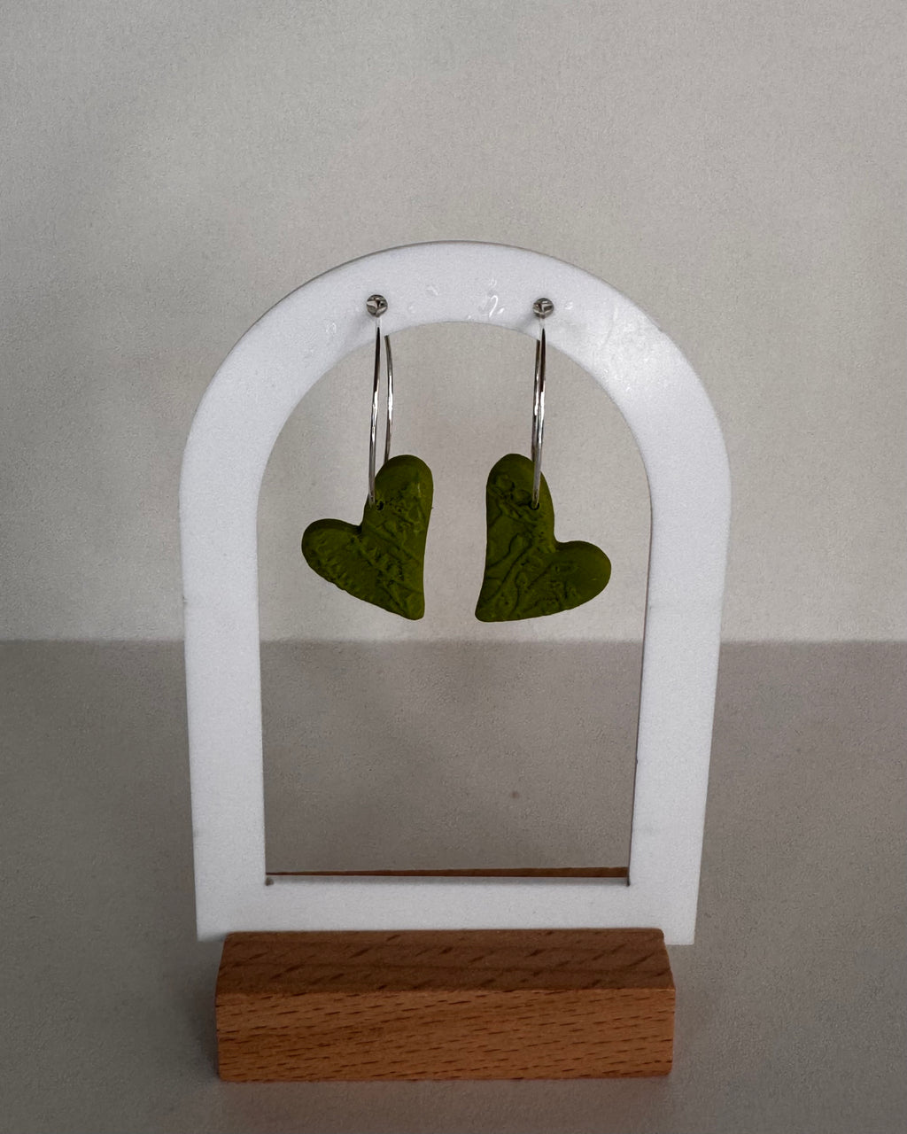 Green Meadow Hanging Heart Earrings