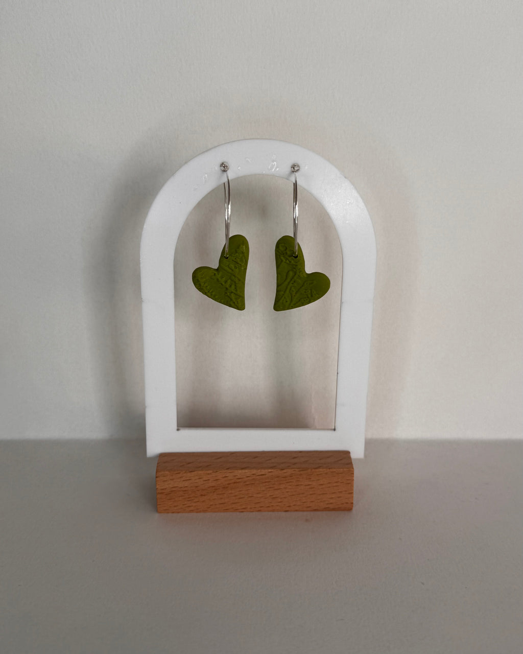 Green Meadow Hanging Heart Earrings