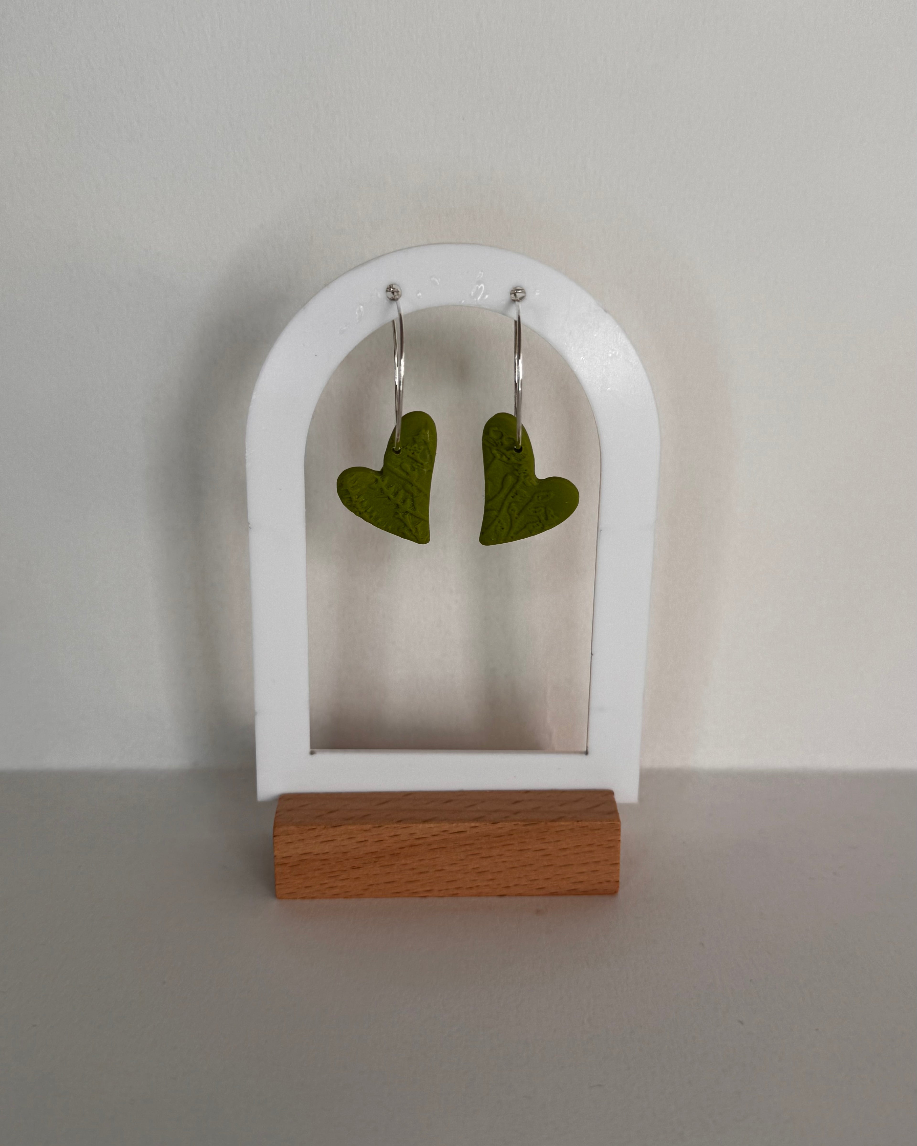 Green Meadow Hanging Heart Earrings