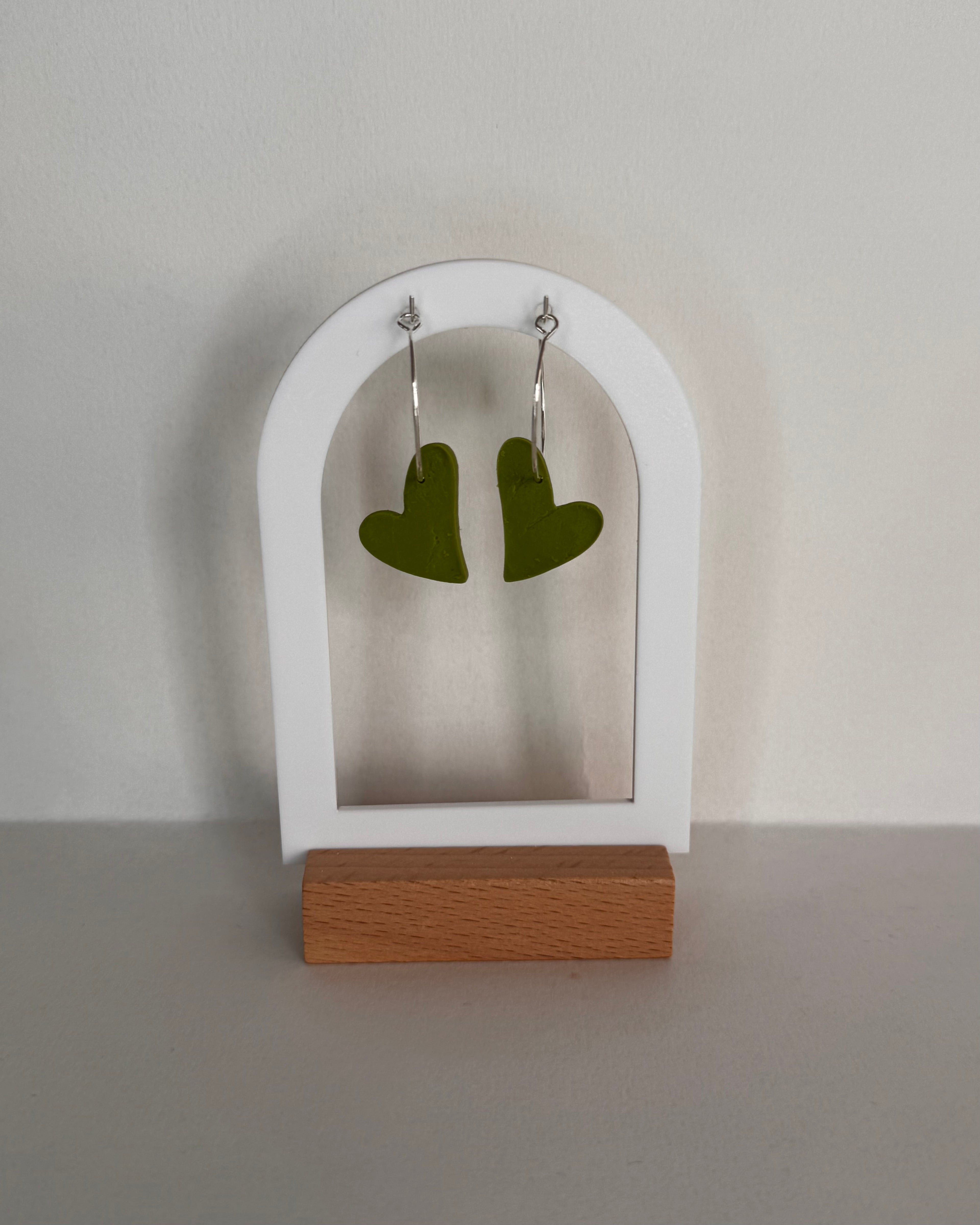 Green Meadow Hanging Heart Earrings