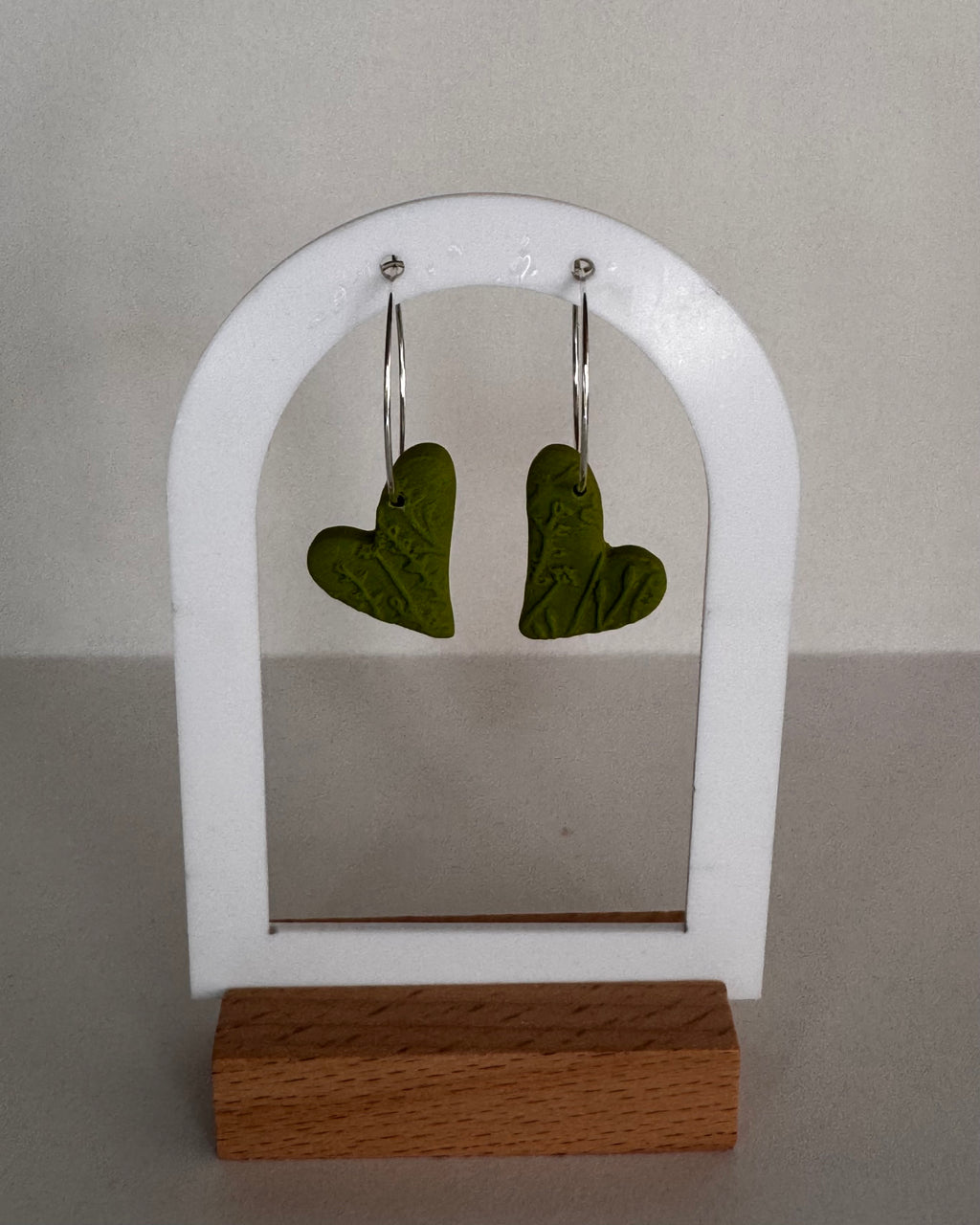 Green Meadow Hanging Heart Earrings
