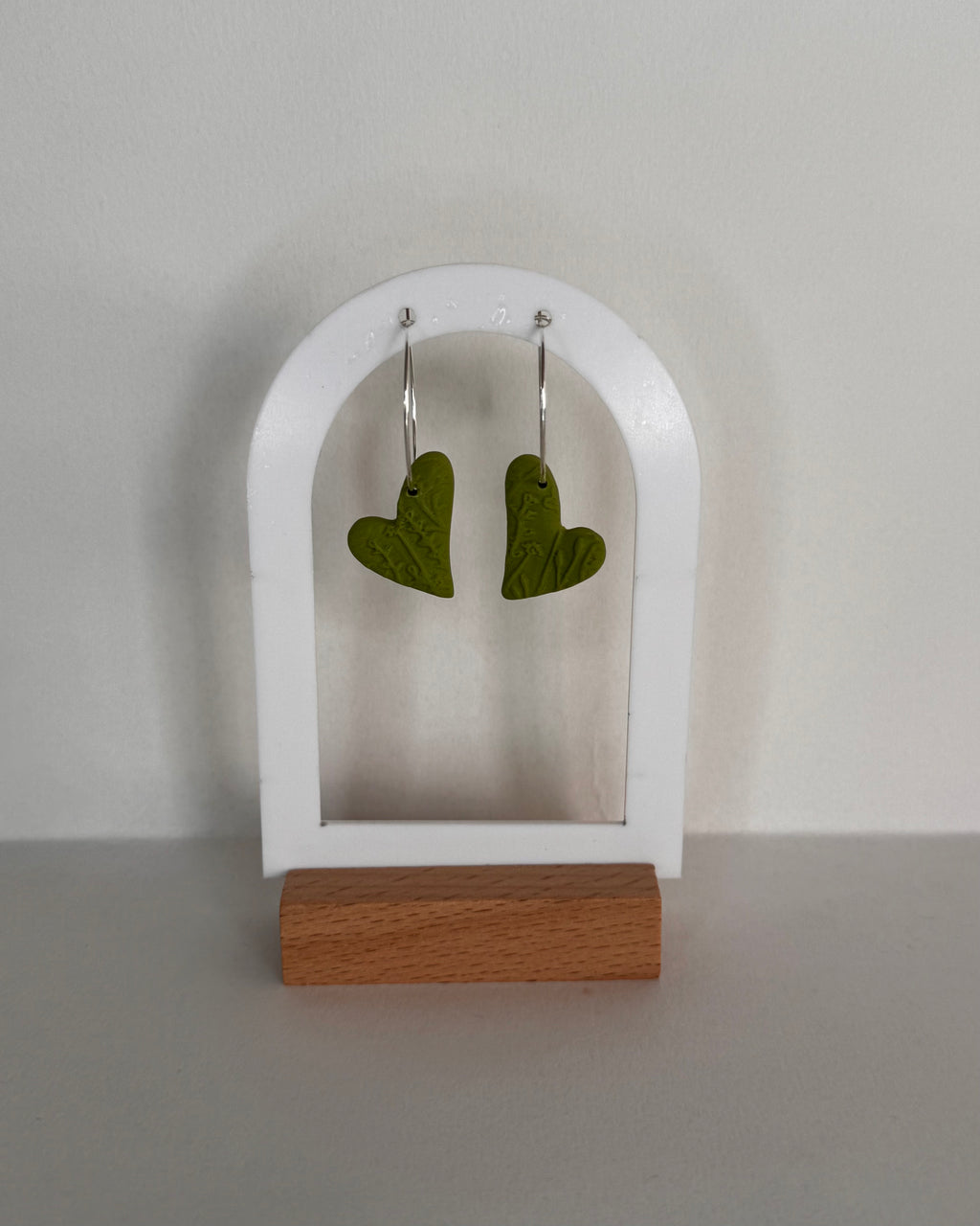 Green Meadow Hanging Heart Earrings