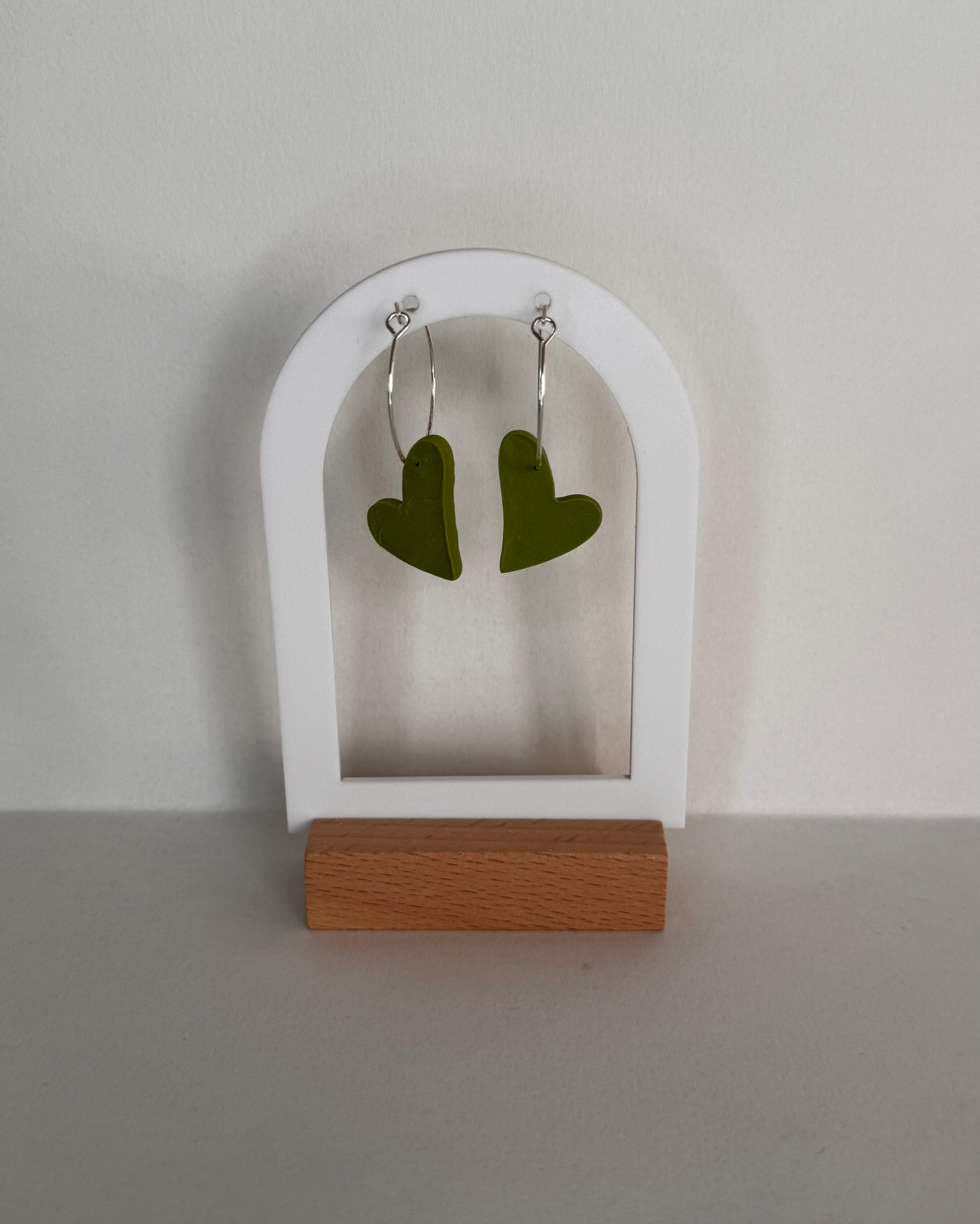 Green Meadow Hanging Heart Earrings