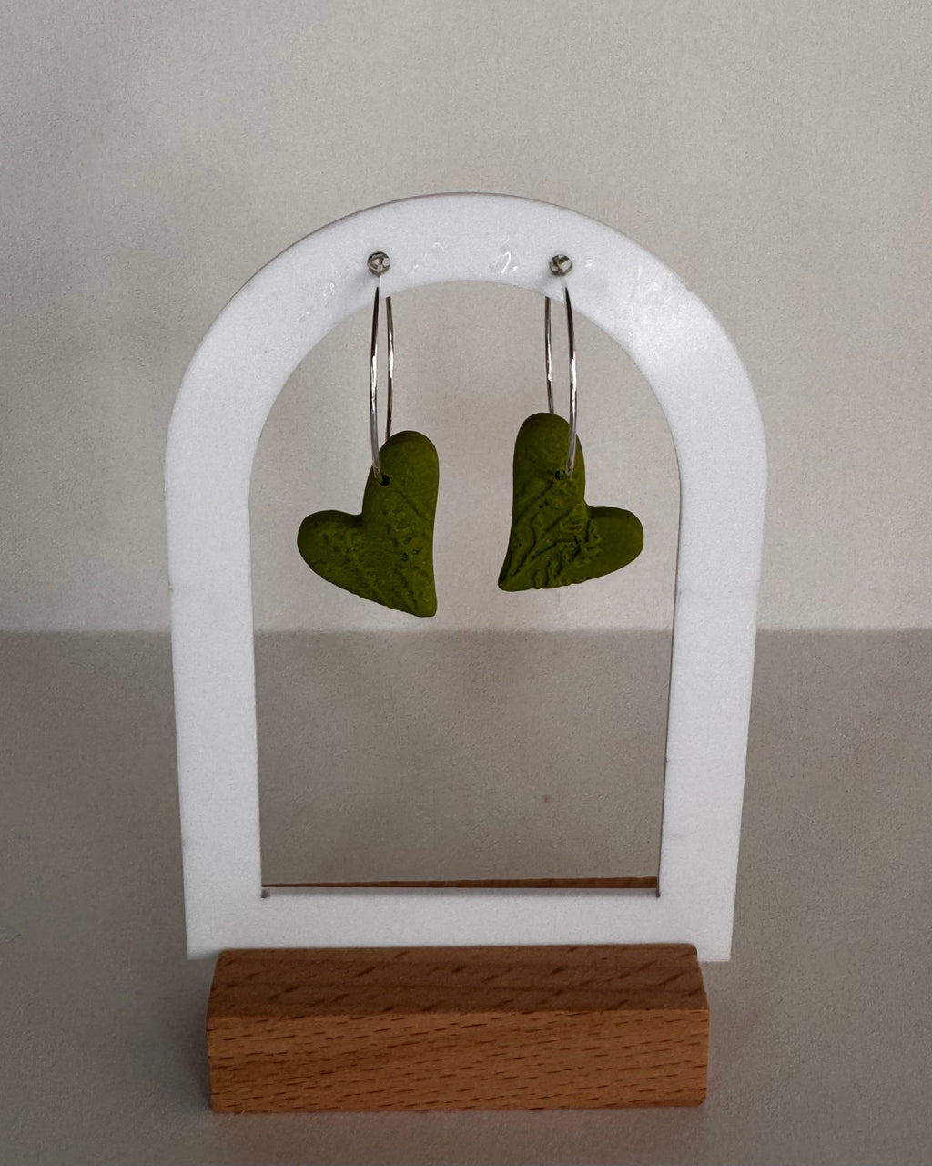 Green Meadow Hanging Heart Earrings