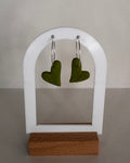 Green Meadow Hanging Heart Earrings