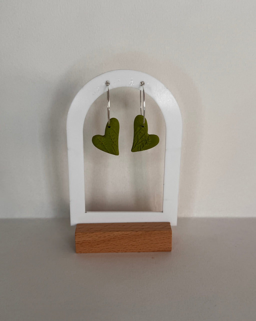 Green Meadow Hanging Heart Earrings