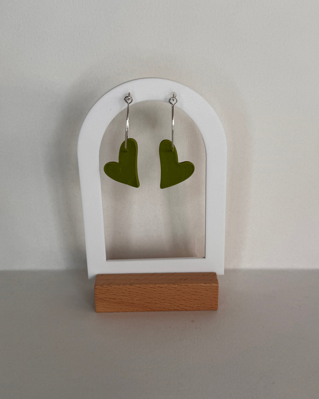 Green Meadow Hanging Heart Earrings