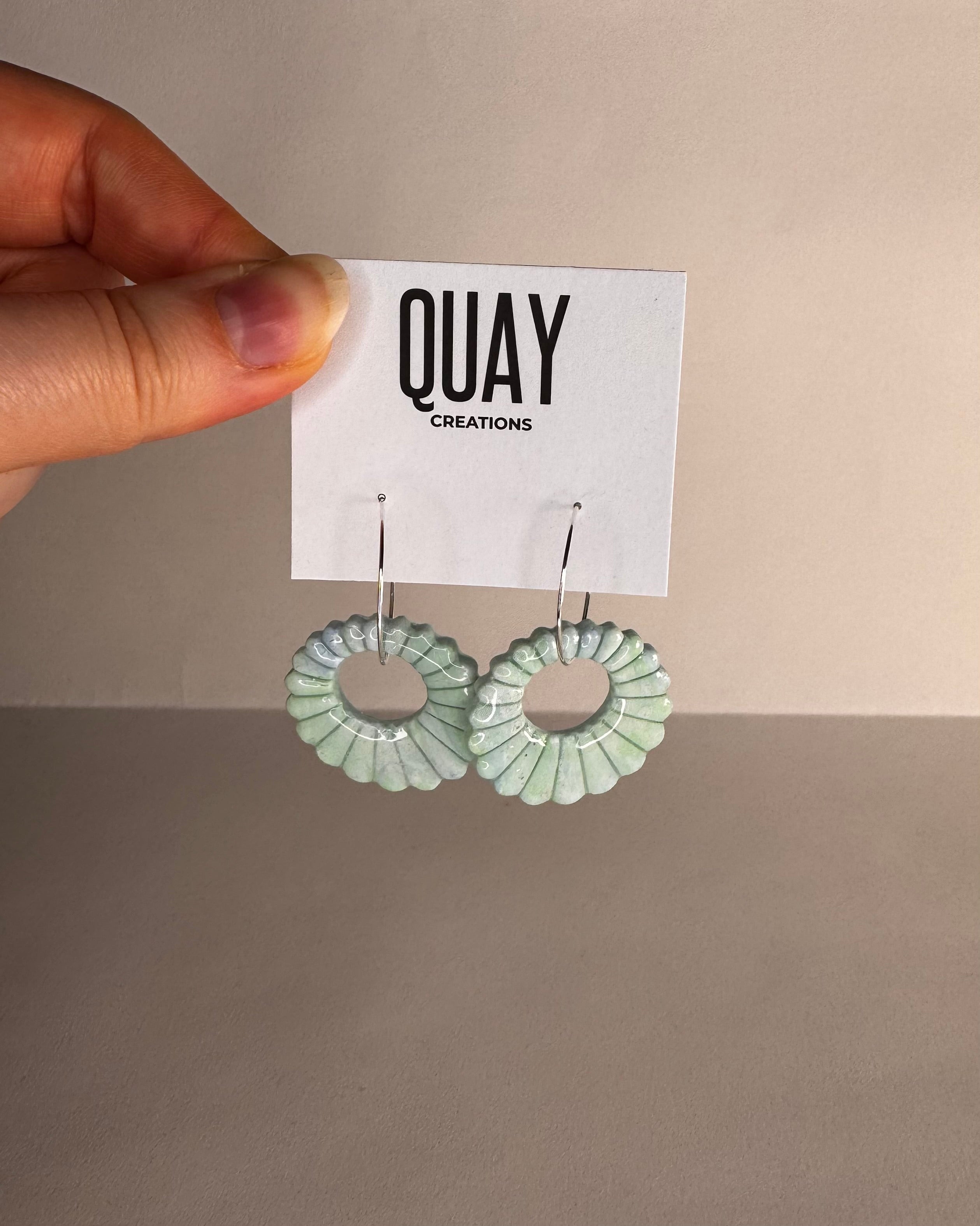 Sea Glass Shell Hoop Earrings