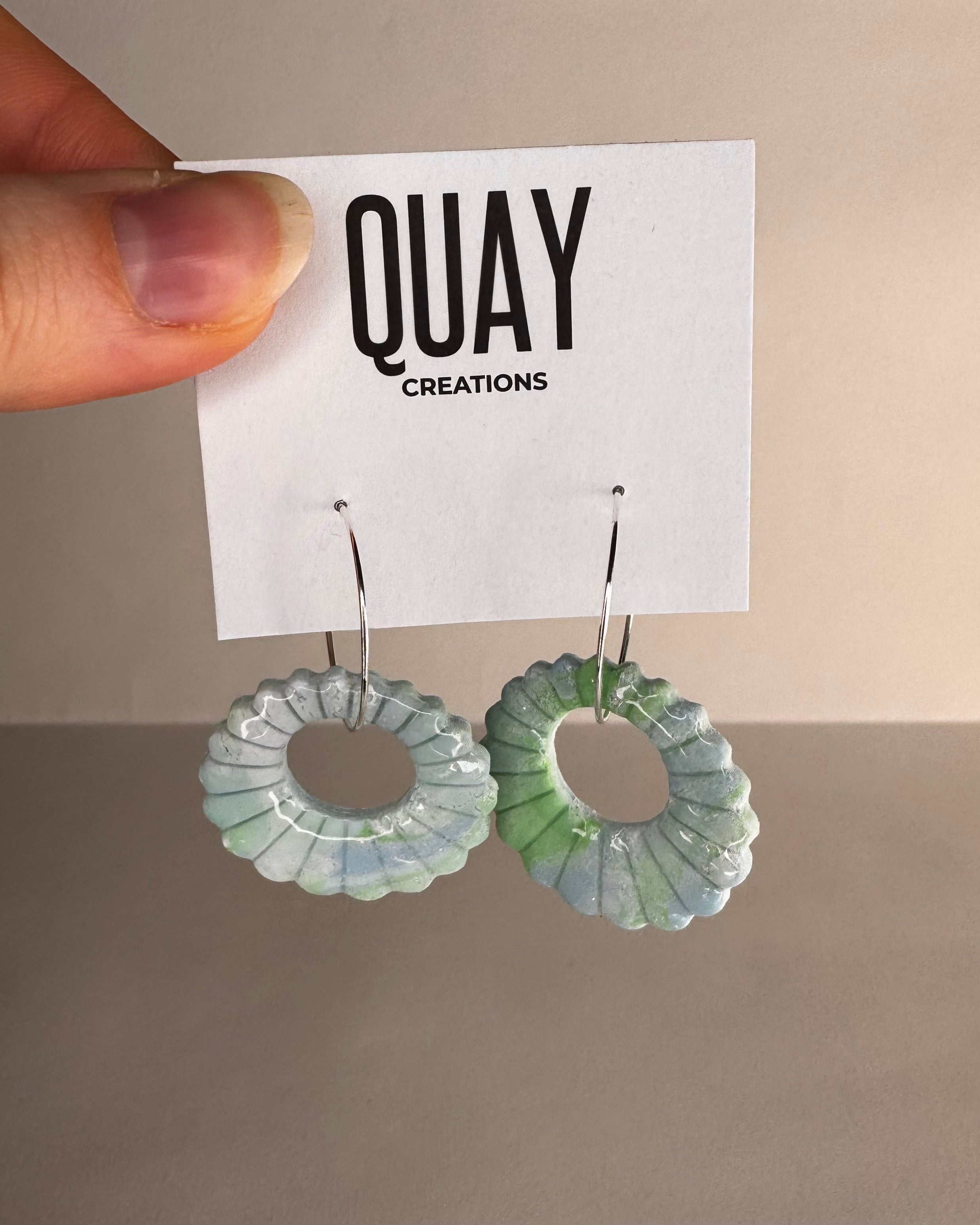 Sea Glass Shell Hoop Earrings