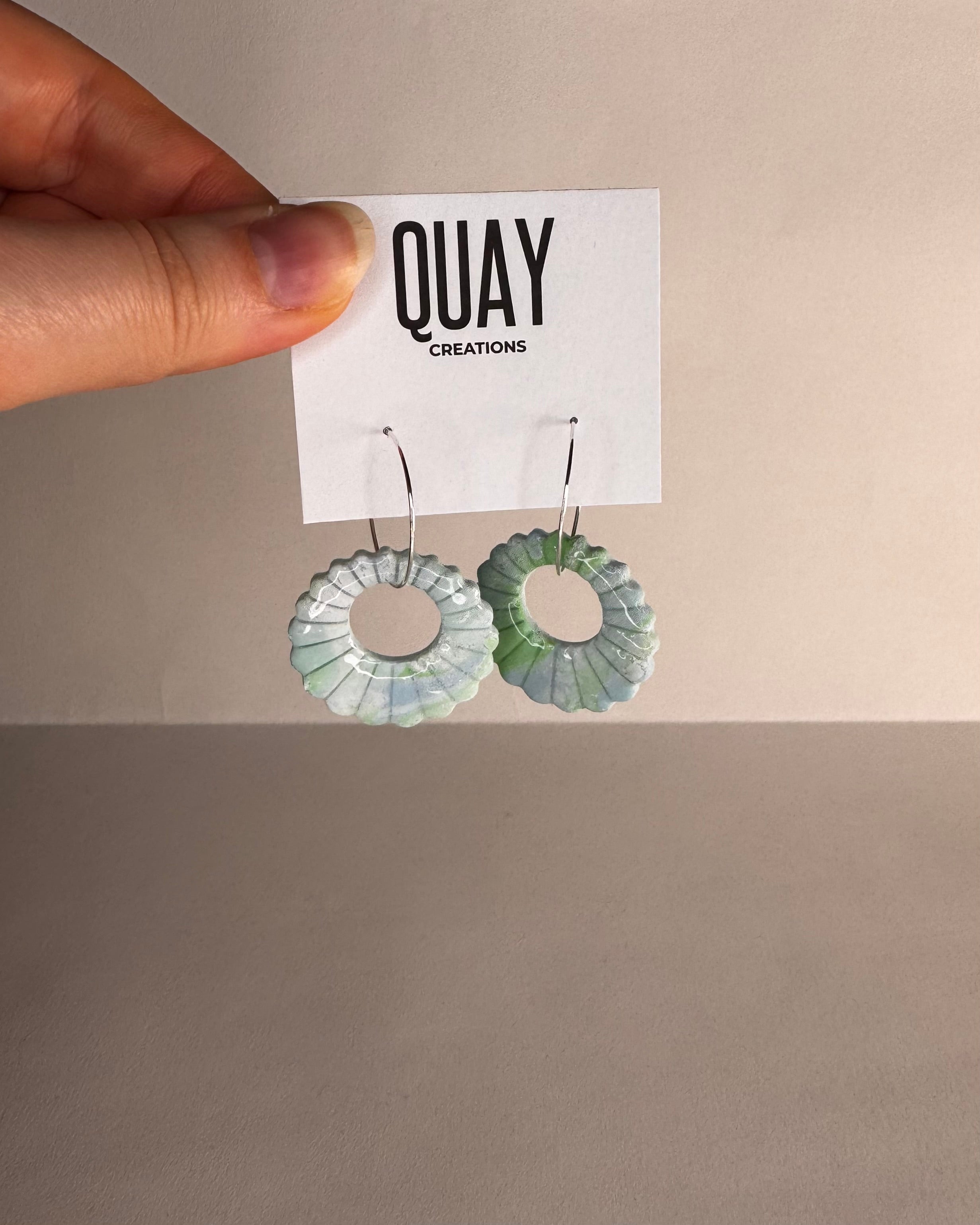 Sea Glass Shell Hoop Earrings