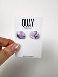 Purple Abstract Oval Stud