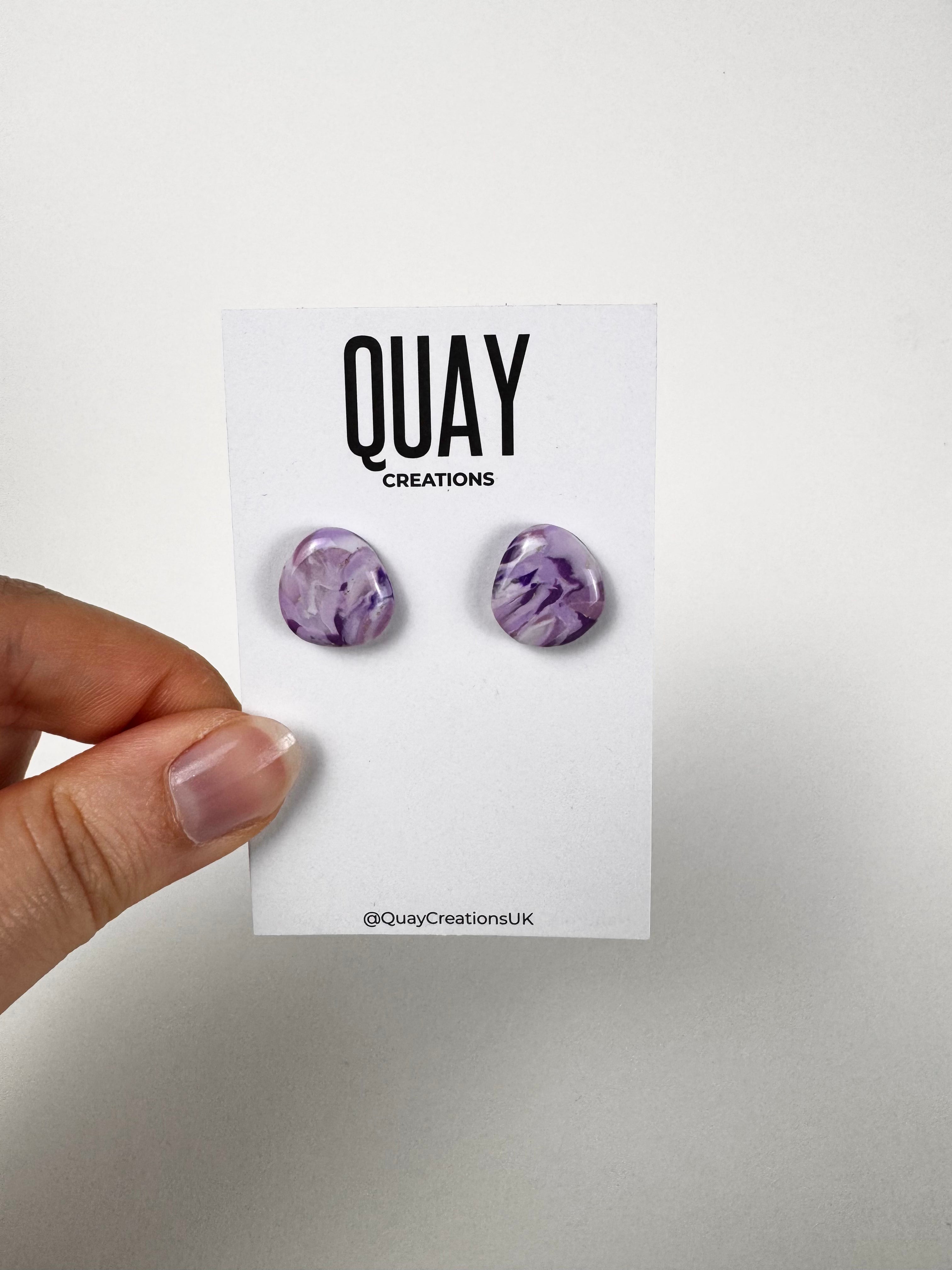 Purple Abstract Oval Stud