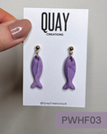 Purple Dangle Fish Studs