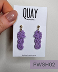 Purple Dangle Seahorse Studs