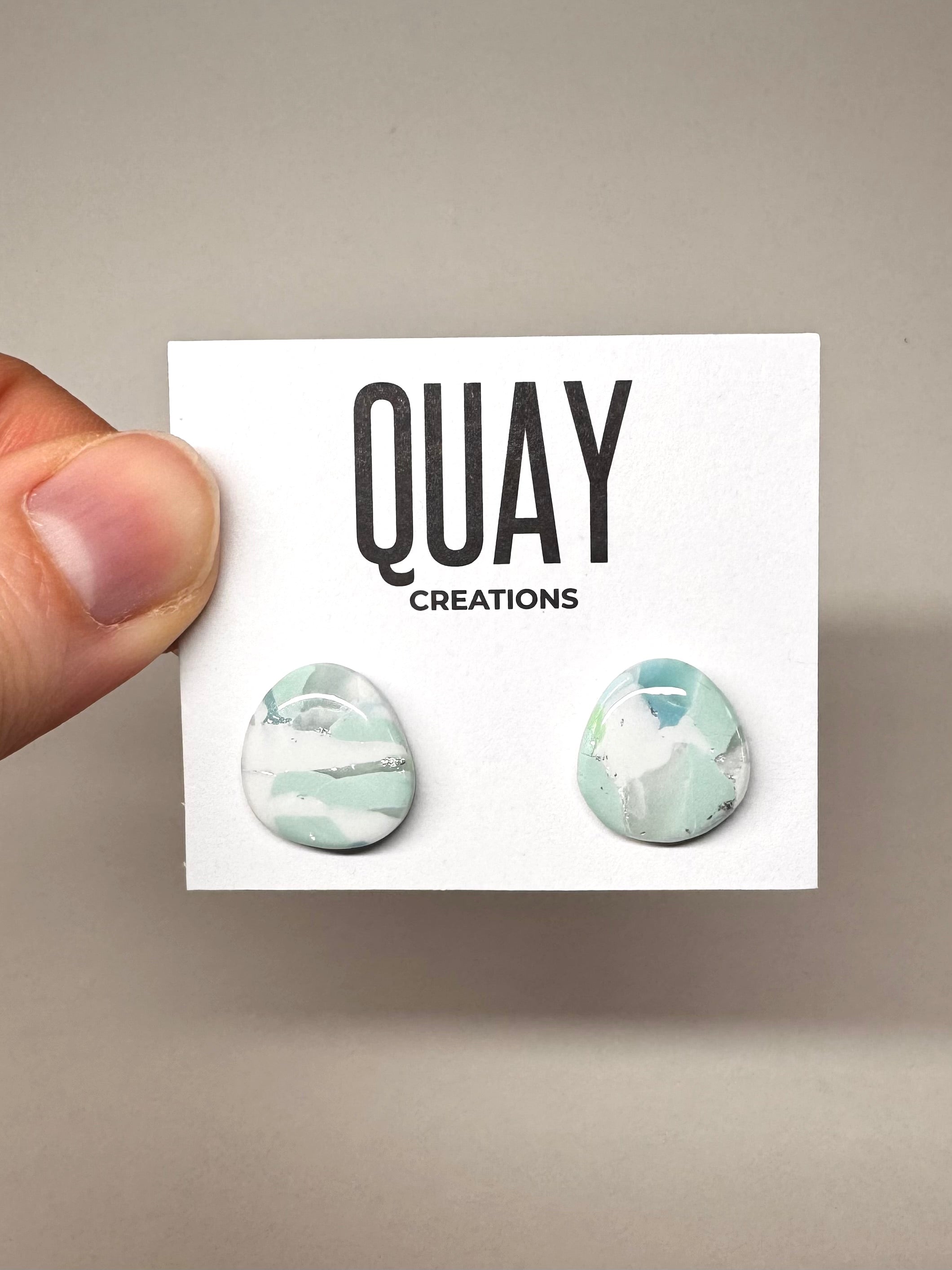Sea Glass Rough Oval Stud